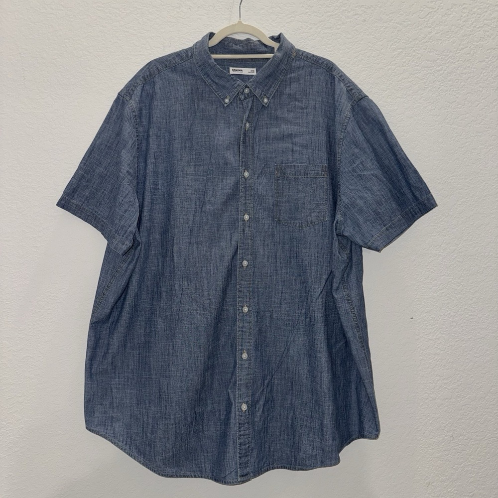 Sonoma Goods For Life Shirt Mens Plus 2XB Blue Chambray Button Down Long Sleeve